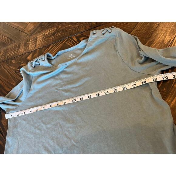 J. Jill Pima Laced Shoulder Tunic Top Women Medium Light Cottage Core Comfy Soft - Picture 5 of 9